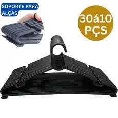 Kit 30 a 10 Cabide Redondo Reforçado Preto Kit Cabides Para Roupas Envio Imediato