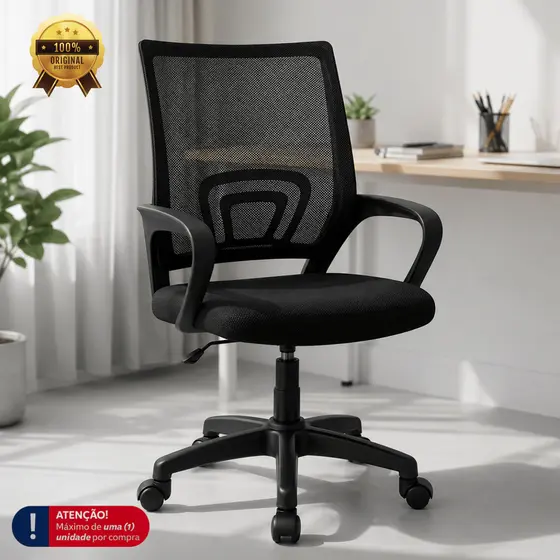 Cadeira de Escritório Ergonômica Preta para Conforto e Estilo