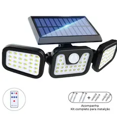 Luminária Solar Led 10W com Sensor de Movimento Luz Fria Ajustável para ambientes externos