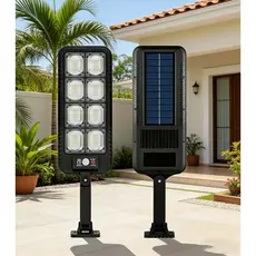 Holofote Solar Poste Refletor Potente 6 Modos com Controle Remoto