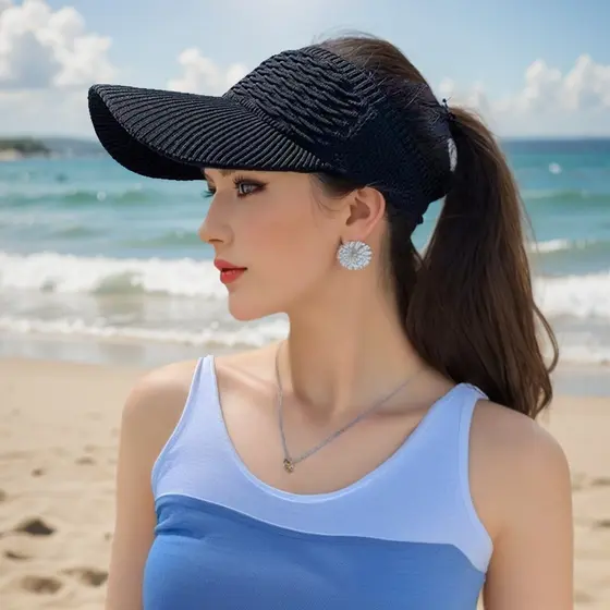 Viseira Sport franzida de tecido ajustável, confortável e leve viseira de proteção ao sol para Homens e Mulheres Macio
