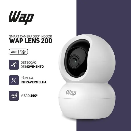 Câmera de Segurança 360º WAP WiFi FHD 1080P 360 Lens 200 Interna