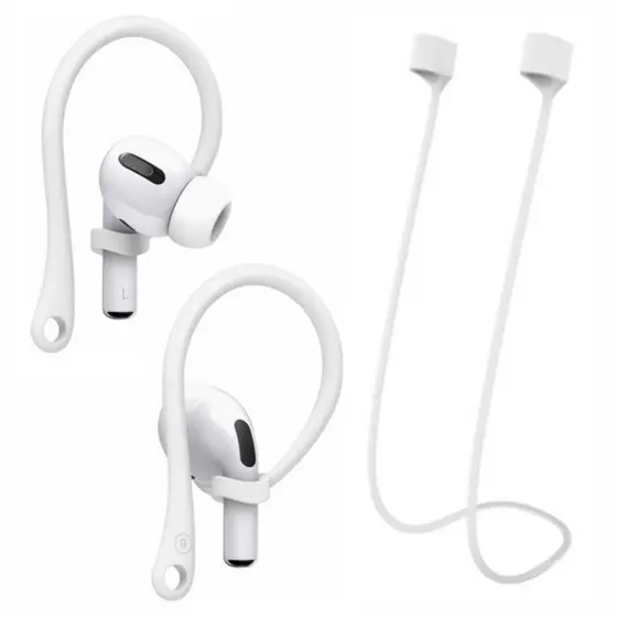 Kit Earhook + Strap Suporte Para AirPods 1 2 3 4 e Pro Segurar Proteger Fone