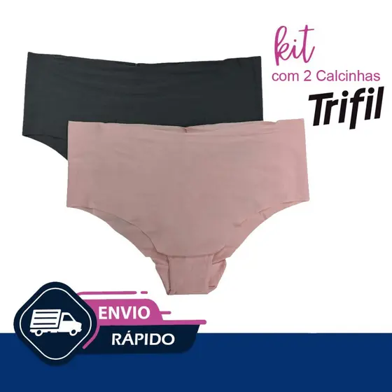 Kit c/ 2 Calcinhas Caleçon corte a Laser Cos Alto Trifil