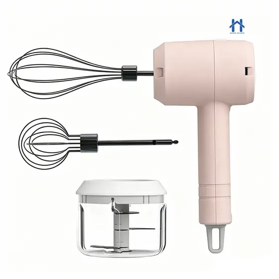 Mixer Misturador de Mão Elétrico para Ovos e Bebidas Sem Fio com 3 Velocidades e Triturador