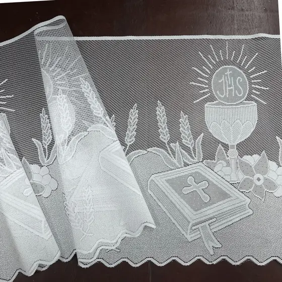 Sobrepeliz Faixa Bandô Prega Costura Metro Renda Bíblia Sagrada 30cm x 5,00m Branco Católico Igreja