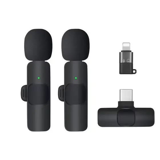 Microfone de colarinho sem fio para celular gravação ao vivo vídeo ao ar livre rádio microfone com redução de ruído