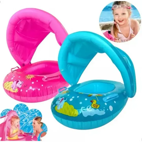 Boia Com Cobertura Perninha Bebê Bote Infantil Piscina Verão