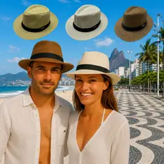 Chapéu Panamá  Aba Média Unissex Verão Praia Passeio Festa Masculino Feminino Adulto Casual 1103