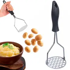 Amassador Espremedor Batatas Legumes Feijão Aço Inox Cabo De Plástico