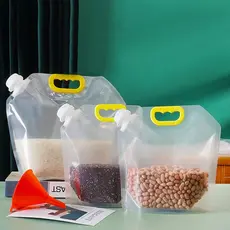 Saco Transparente 5 litros Organizador Dispenser de Alimentos Grãos Selados com Tampa Fácil Uso
