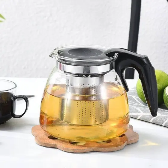 Chaleira Bule De Vidro Com Infusor 900 ml Inox Com Tampa Para Chá Café