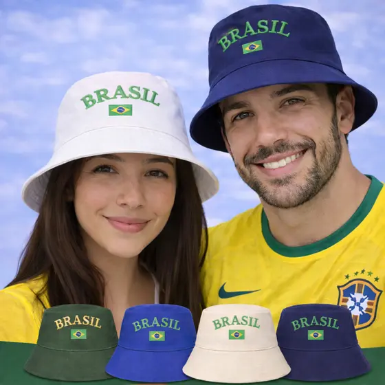 Chapéu Bucket Brasil Copa Do Mundo Torcedor Seleção Boné Pescador Unissex