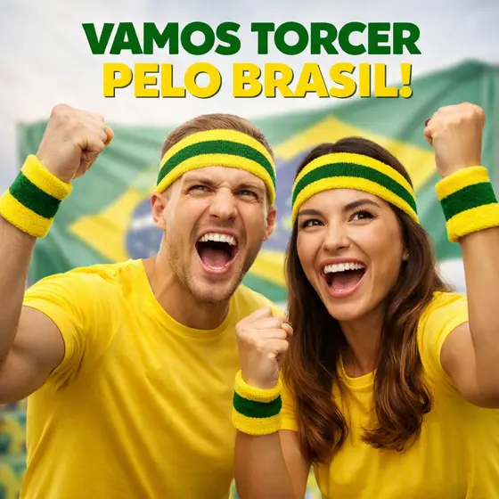 Munhequeira Brasil Torcida Copa do Mundo Acessório Esportivo Unissex Confortável Elástica