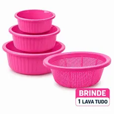 Kit Bacias Média e pequenas Grande Plásticas Canelada C/3 Color Cozinha [ BINDE VAI COM A COR QUE SE ENCONTRA NO ESTOQUE