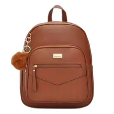 Mochila Feminina Grande Material PU Casual Faculdade Trabalho