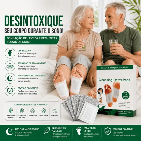 Adesivo Para Pés Kit 10 20 30 40 50 Relaxamento Noturno Detox Pés Cansados Uso Diário