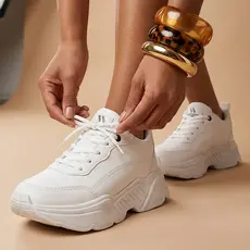 Tênis Plataforma Casual/Feminino/Festa/Caminhada/Dia-Dia academia branco confortavel leve
