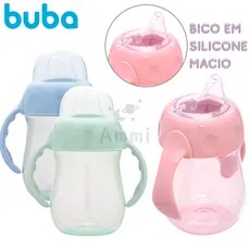 Copo de Treinamento Anti Vazamento Bebê Buba com Alça Bico de Silicone Macio com Tampa Infantil