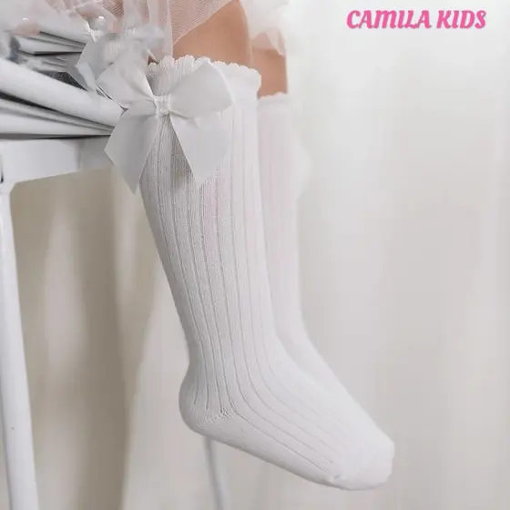 Meia 3/4 Infantil Blogueirinha De Algodão Com Laço Modaaaaaa 8004
