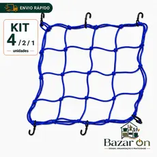 Kit 4/2/1 Rede Para Moto Aranha Elástico Capacete Com 6 Ganchos Fixar 30x30 Prender Capacete