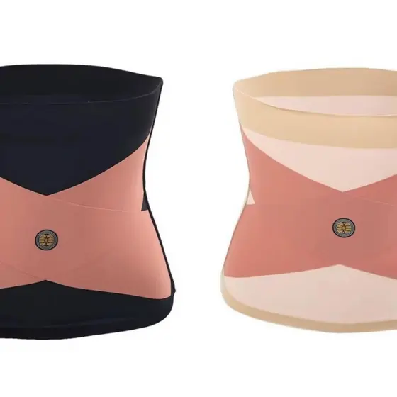 Cinta de compressão abdominal modeladora, design sem costuras em peça única, com função de aquecimento.