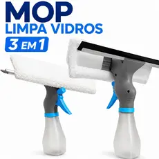 Mop Spray Limpa Vidros 3 em 1 Com Reservatório Pano Microfibra Lava e Seca