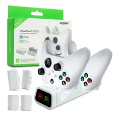 Base Dock Carregador Duplo Compatível com Controle Manete Xbox One Series S/X + 2 Baterias