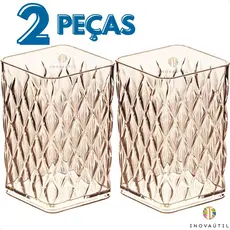 Organizador Multi Uso Porta Pincel de Maquiagem Kit 2 Peças Acessórios Escovas Batom Bancada