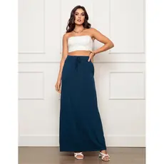 Saia Feminina Longa Cintura Alta com Bolsos Tecido Confortável Básica Casual Moda Evangelica