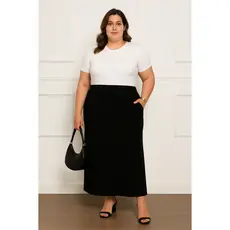 Saia Longa de Viscolycra com Bolsos Plus Size do P ao G3