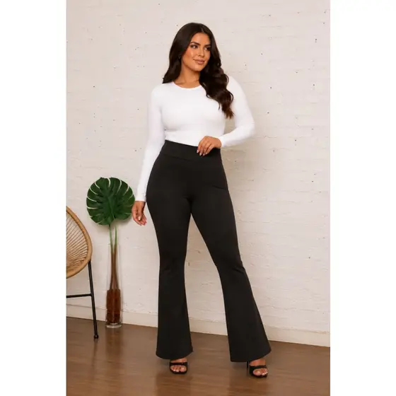 Calça Montaria Flare Feminina Suplex Peluciada Inverno 2026 Do P ao G3