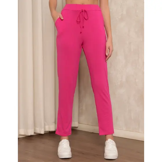 Calça Feminina Mom Reta em Malha Viscose Comfy com Cintura Alta Leve Macia Casual Dia a Dia