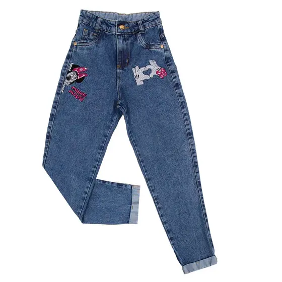 Calça mom Bordado minnie / calca da minnie infantil