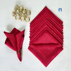 Kit 6 ou 12 Guardanapos Tecido Oxford com Anel Dourado para Mesa Posta Decoração de Luxo