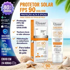 Protetor Solar FPS90 40g à Prova d’Água para Rosto e Corpo Toque Seco Proteção UVA/UVB Longa Duração