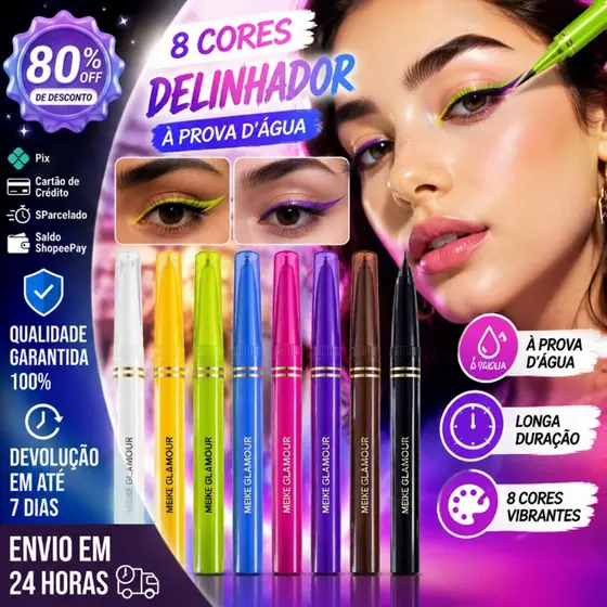 Delineador De Olhos Colorido À Prova D'água Em 8 Cores/Longo Kit Verde Duradouro