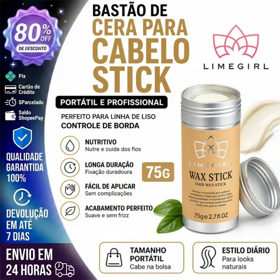 【LIMEGIRL】Bastão De CERA Para Cabelo STICK Portátil Profissional Perfeito Linha De Liso Não Frizado Controle De Borda75g