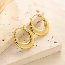Brincos Argola Feminino Aço Inoxidável Antialérgico Banhado Ouro 18K Elegante Moda Presente
