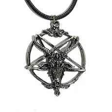 Colar Pingente Pentagrama Invertido Baphomet Bode Mestre templário Azazel Guardião do Conhecimento Sabbath Goat