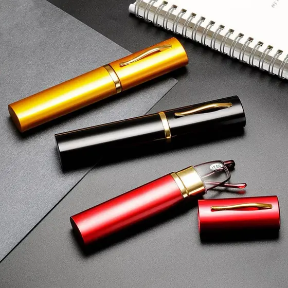 Kit c/2 Óculos De Leitura Portátil Com Grau Perto Descanso + Estojo Estilo Caneta