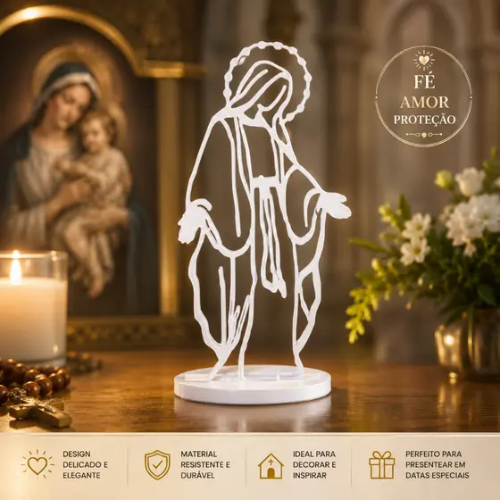Kit Lembrancinha Nossa Senhora das Graças, Totem Santinha, Maria Missas Crisma