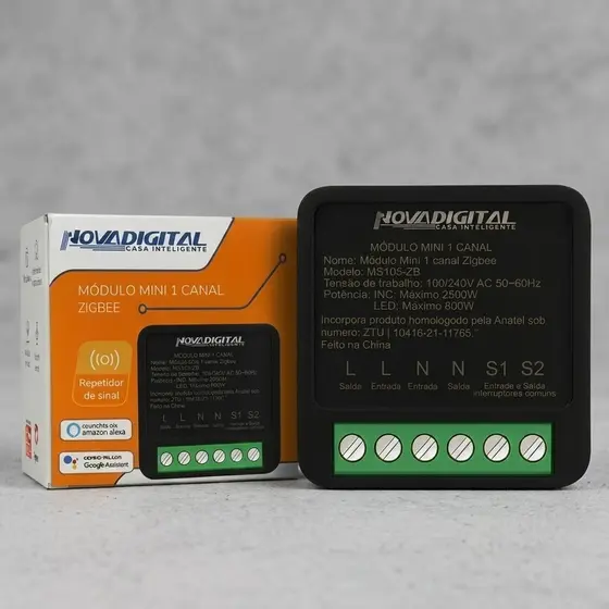 Mini Interruptor Inteligente Zigbee 1 Canal 10A Relé Tuya Branco 127/220v Nova Digital Original
