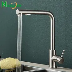 INOX Torneira Gourmet Cozinha Pull-Out Torneira Cozinha Bancada Misturadora Quente E Fria Único Furo Guindaste Rotativo