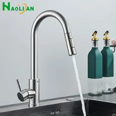 Torneira Para Cozinha Gourmet Misturador Monocomando Em Aço Inox Escovado