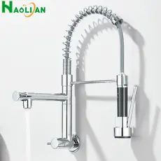 Torneira Cozinha Gourmet Monocomando De Parede Móvel Misturador Cozinha Água Fria Única Preto/Cromado/Níquel Escovado