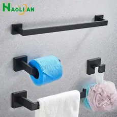 Kit Acessórios Para Banheiro 40Cm/56Cm 4 Peças 304 Inox Preto/Dourado/Cromado/Dourado Escovado Porta-Toalhas Suporte