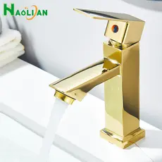 Torneira Banheiro Lavatório Luxo Inox Bancada Torneiras De Água Fria Preto , Dourado