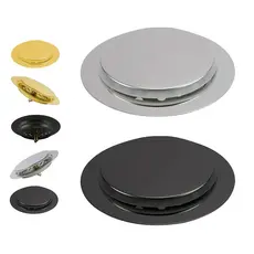 Ralo Click Inteligente em Metal Inox 10x10/15x15 Cromado Preto Piso Banheiro Redondo Preto/Prata/Dourado