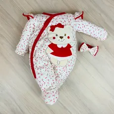 Macacão Bebê Menina Amélia Manga Longa com Bordado Fofinho